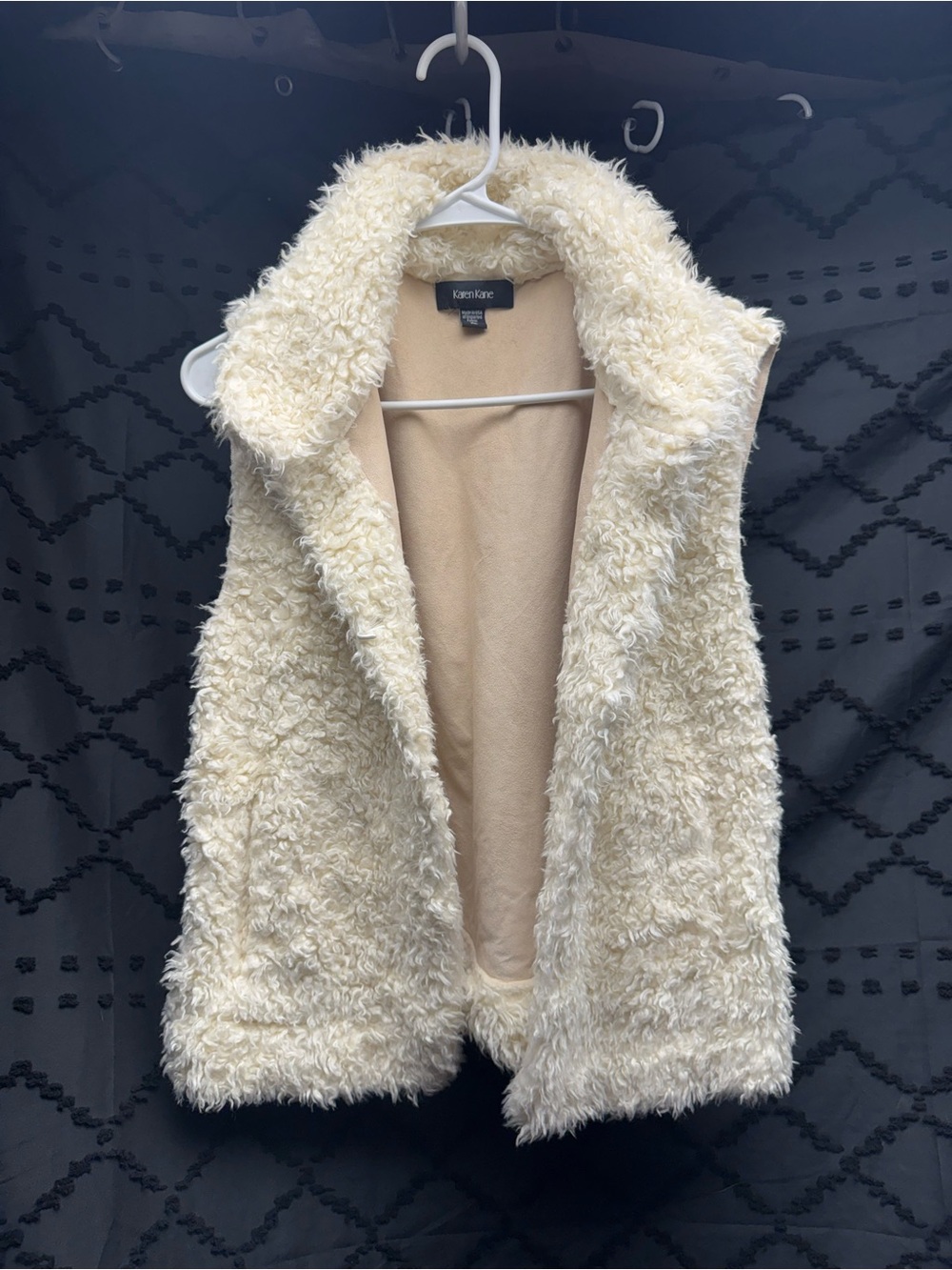 Karen Kane Ivory Faux Shearling Open-Front Vest Size XL